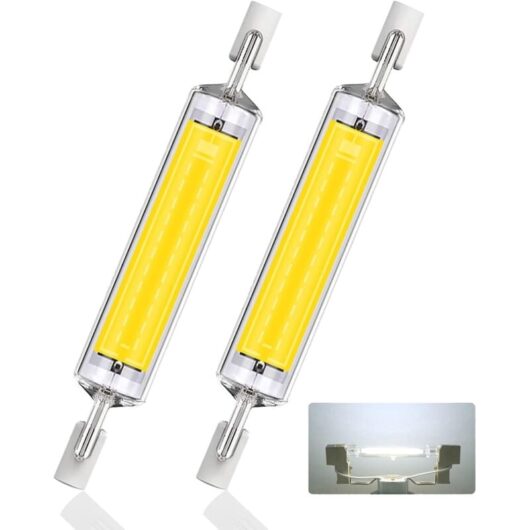 R7S LED Bulb 118mm Cool White 6000K, 10W Replaces 100W J118 R7S Halogen Bulb, AC 220V-240V 1000LM 360° Beam Angle R7S COB LED Linear Bulb 118mm, 2