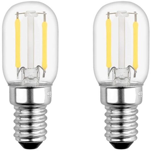 T22 LED Bulb, E14 2W LED Bulb Equivalent to E14 15W Incandescent Bulb, Warm White 2700K, Small LED for Refrigerator/Salt Lamp/Kids Night Light, 2 Pack