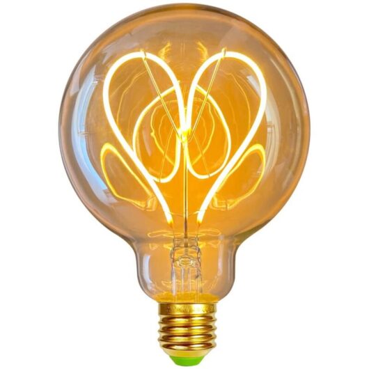 Vintage LED Bulb, Antique Edison Filament Bulb Dimmerable 4 W, 220/240 V, G95, Heart Shaped Warm Light (Gold)