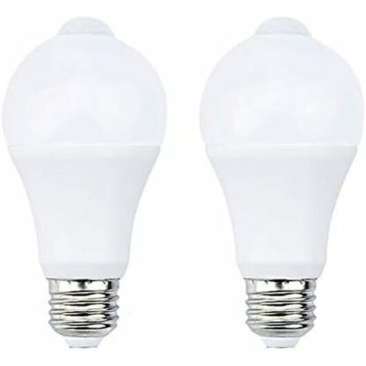 12W E27 PIR Infrared LED Light Bulb with Motion Sensor Automatic ON/OFF A60 220V 700lm Equivalent to 70W Halogen for Staircase Hallway Garage Pack of