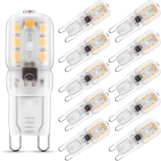 2W G9 Warm White 3000K, LED Bulb, 25W Halogen Bulb Equivalent, 230V AC 200lm, 360° Wide Beam, G9 Base Pack of 10 [Energy Class A+]