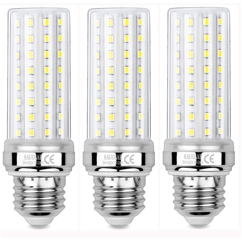 3 Pack 20W LED Corn Light Bulbs, 150W Incandescent Bulb Equivalent, 2300LM, 4000K Neutral White, E27 Edison Screw Bulbs