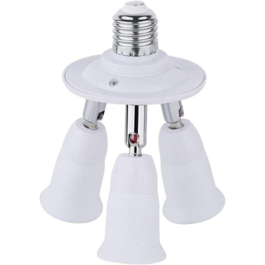 3 in 1 E27 Adapter for Studio, Triple Screw Socket for LED Bulbs, Three Lamp Ceiling Light Holder, 360 Degree Adjustable, Multiple E27 Socket for UV
