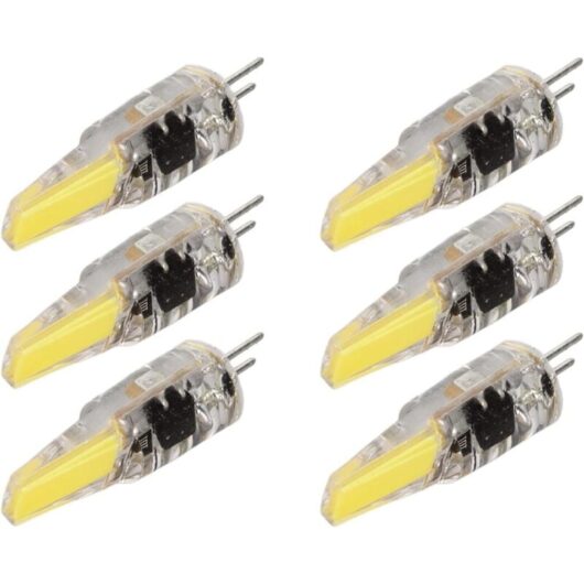 6 Pcs 220V 6W G4 LED Bulbs 500LM COB Lamp 360 Degree Lighting Heat Sink Silicone Anti-glare for Home Ceiling Landscape Chandelier Lamps(Cool White