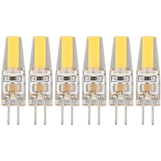 6-pack 6W 500LM G4 COB LED bulb, silica gel, energy-saving bulb for ceiling, wall, and table lights, 220V, warm white