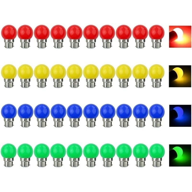 B22 3W LED Color Bulb Equivalent to 30W 240LM AC 220V-240V B22 Bayonet LED Color String Light Bulbs Multicolor for Home Bar Party Atmosphere