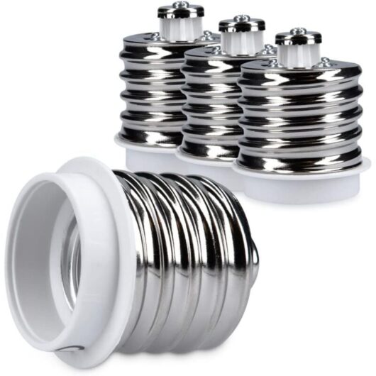 CCYKXA 4x socket adapter - E40 to E27 socket converter - E27 base lamp holder adapter for halogen LED bulbs