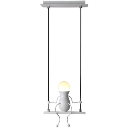 Creative Children Pendant Light Retro Vintage Pendant Lights Human Shape Chandelier For Children Room Bedroom Kindergarten Cafe White