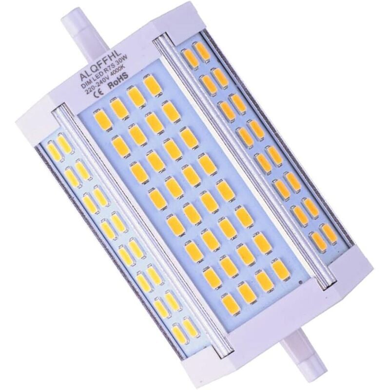R7S 118mm Dimmable 30W LED Bulb, Linear LED Double-Ended J-Type Floodlights (200W 300W Halogen T3 Equivalent), 3000LM 4000K, Wall/Security/Floor