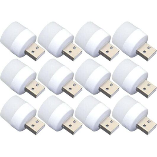 Ymyny - Mini usb Night Light - 12pcs Plug-in Bulbs, Portable White Light for Toilet, Kitchen, Hallway - Ideal for Kids mumu