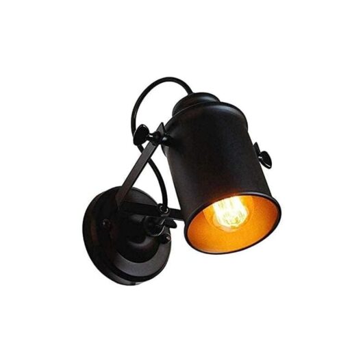 GOECO Indoor Wall Light Black Metal Adjustable Spotlight, Vintage Industrial Wall Lamp E27 for Living Room Bedroom Dining Room Kitchen (Bulb Not