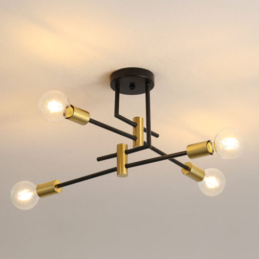 Goeco - Vintage Ceiling Lamp, E27 Industrial Ceiling Lights Diameter 70cm for Bedroom, Kitchen, Corridor, Modern led Chandeliers 4 Lights (Bulb is