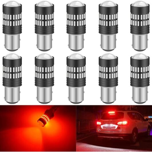 10 x 1200 Lumen Super Bright 1157 BAY15D 2057 2357 7528 LED Bulbs 4014 Chipsets 48-EX with Projector for Taillights, Brake Lights and Turn Signals,