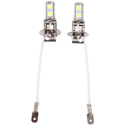 2x H3 5050 LED Bulbs, Cool White 6500K - 9 SMD - For 12V Car Fog Lights - Easy to Install