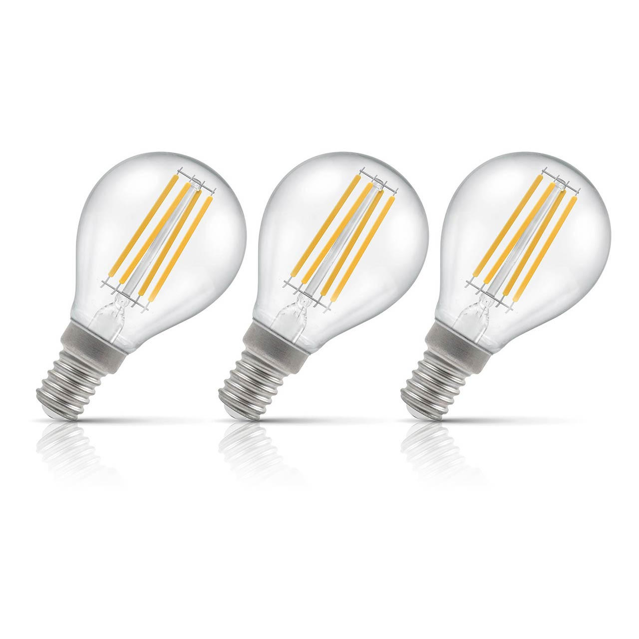 3-Pack Crompton Golfball LED Light Bulbs E14 5.9W (60W Eqv) Dim Warm White Clear Filament Round Small Screw