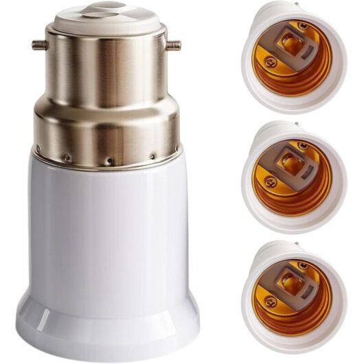 4-Pack B22 to E27 Adapter, Screw Bayonet Bulb Adapter, Bulb Adapter for LED and CFL Bulbs, Easy Installation for Home and Office