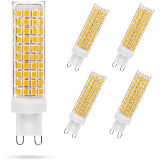 G9 LED bulb 10W, 100W G9 halogen equivalent, 1200LM, AC 100V-265V, warm white 3000K, non-dimmable G9 bulbs for home lighting, 5-pack