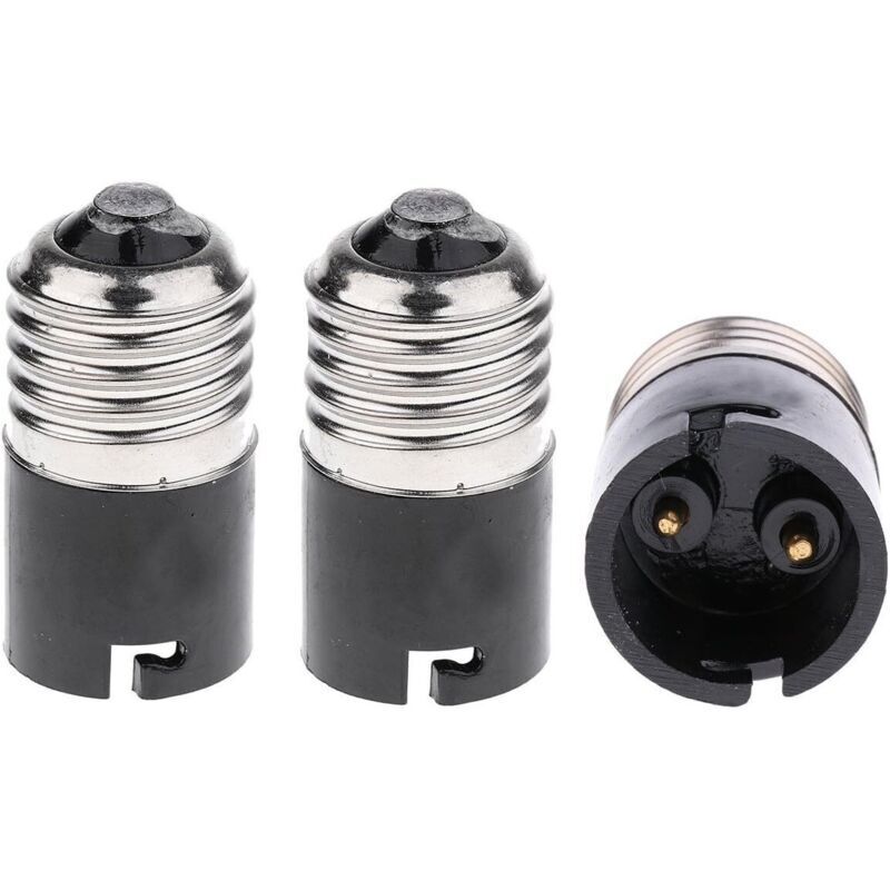 E27 to B22 Bulb Converter Adapter (Pack of 3) - Black