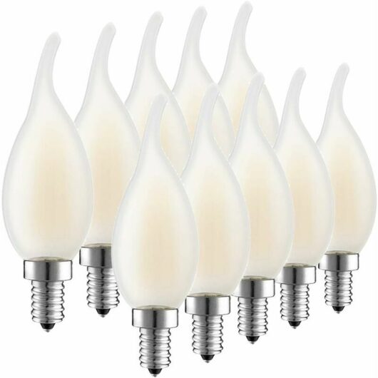 Hoopzi - E14 led Bulb with Dimmable Filament, Lot of 10 Flame Bulbs, 4 Watts Consumption 40W Incandescent Equivalence, 2700K Warm White and 400LM,