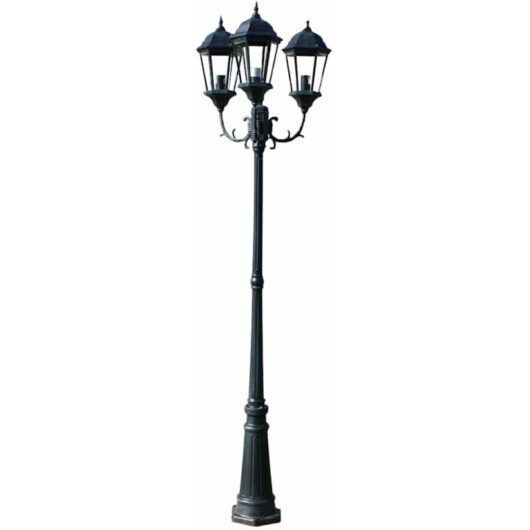 Xl Destock - Garden Light Post 3-arms 230 cm Dark Green/Black Aluminium vidaXL