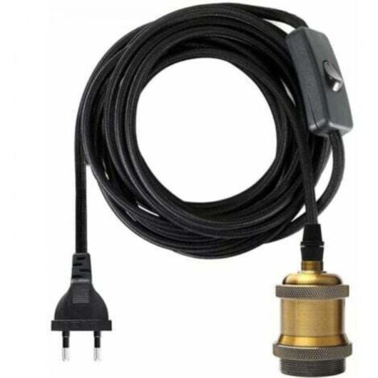 1.2 meters E27 Socket with Switch, Fabric Electrical Wire Cable for Bulb Socket/ Edison retro pendant Luminair/ Creative Lamp, Vintage Brass Lamp