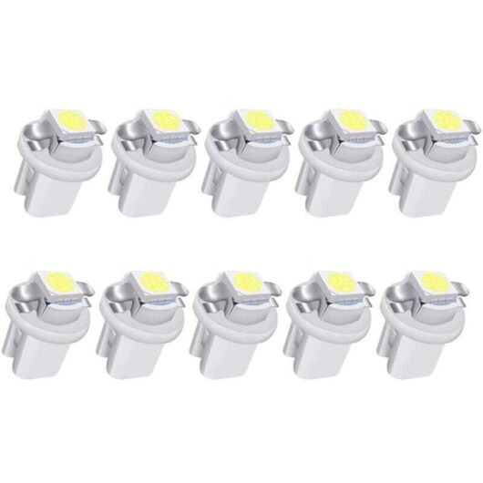 10 white T5 B8.5 LED bulbs for dashboard lighting (1-5050-SMD) for the speedometer, instrument display and instrument cluster of cars