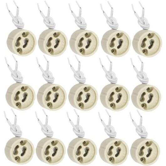 20 Pieces GU10 Lamp Holder GU10 Socket Ceramic Base 2A 250V with 9cm Silicone Cable Bulb Socket Connector Adapter for LED and Halogen