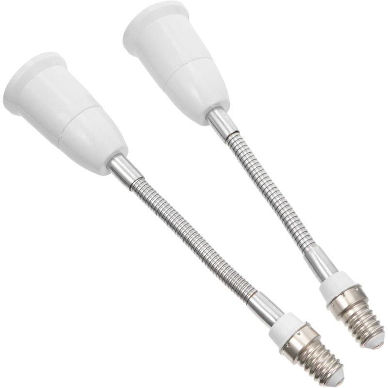 2Pcs E14 to E27 Extension Socket Light Bulb Holder Adapter Bendable Screw Base Adjustable Home Lamp Holder 19-5cm