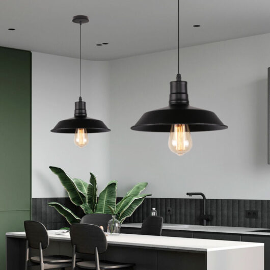 2pcs Vintage Industrial Pendant Light Black Hanging Chandelier Ceiling Lamp Fixture for Living Room Kitchen Island Restaurant