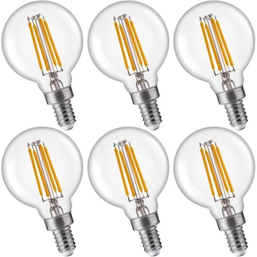 6 Pieces G40 LED Replacement Bulbs - Unbreakable 1.57" Globe Bulb with E12 Base, 1 W (equivalent to 5 W), Warm White Light for Outdoor Lights