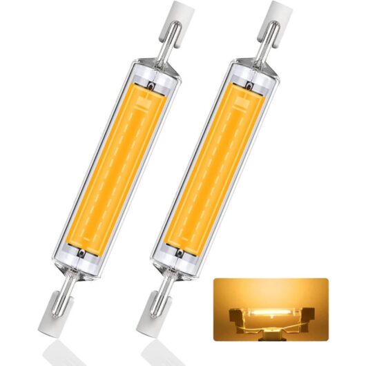Aougo - R7S led 118mm Warm White 3000K, 10W Replace Halogen R7S J118 100W, ac 220V-240V 1000LM 360° Beam Angle R7S cob led Linear Bulb 118mm, 2pcs