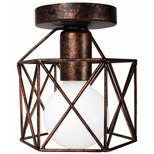 Axhup - Ceiling Lighting Fitting, Industrial Vintage Retro Metal Chandelier, Antique Ceiling Lamp with Cube Shape Lampshade E27 for Living Room