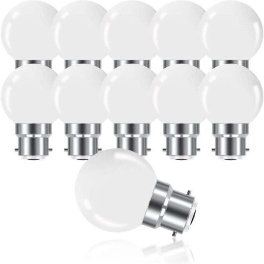 B22 3W Bayonet LED Bulb, Mini Globe Golfball Bulb B22 G45, Warm White 3000K, 280LM, Non-Dimmable, Pack of 10 [Energy Class G]
