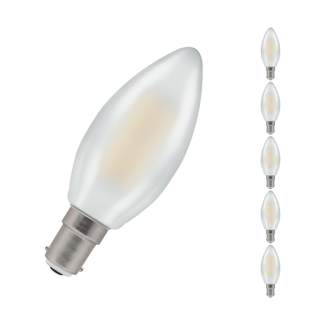 Crompton LED Candle Light Bulbs B15 4.2W Filament Warm White 2700K Small Bayonet Pearl (5 Pack)