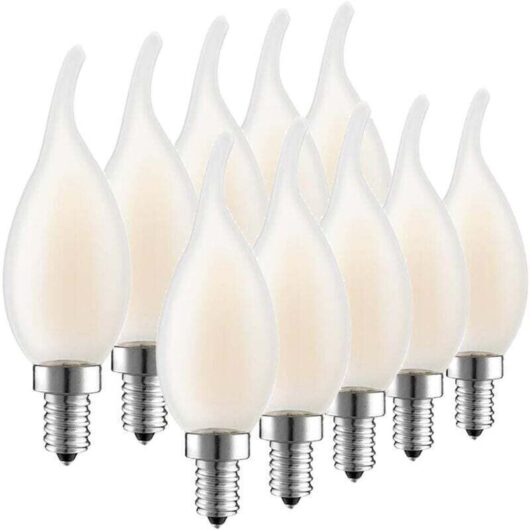 E14 LED filament bulbs, pack of 10, 4 watt power consumption (equivalent to a 40W incandescent bulb), warm white 2700K, 400 lm, 360° beam angle