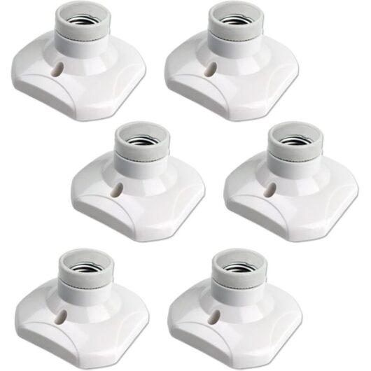 E27 Screw Ceiling Socket, E27 Garage Socket AC 220-240V LED Lamp Holder, E27 Ceiling Light Base, White Plastic Lamp Base for Wall Lamp, 6 Pack