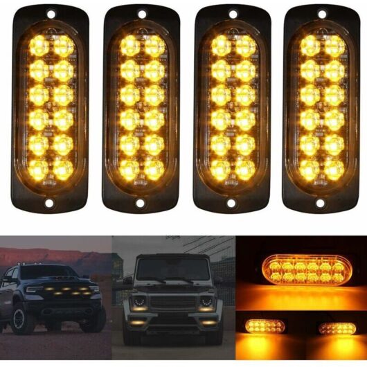 Gotrays - 4Pcs 12-24V led Strobe Car Light Bulb Amber Car Led Lights Trailer Flashing Strobe