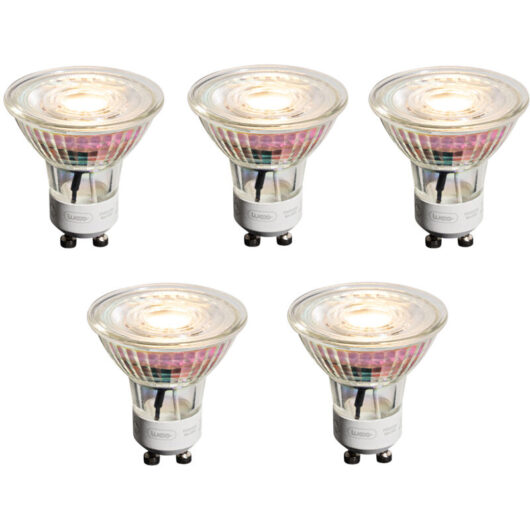 Luedd - Set of 5 GU10 50mm Dimmable led Bulbs Clear 4.9W 450 lm 2700K