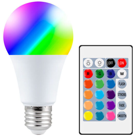 Odipie - led Color Light Bulbs, 10W E27 led rgbw Bulb with Remote Control, Memory Function and Timer, 12 Colors and 7 Brightness Levels, Mood Lamps