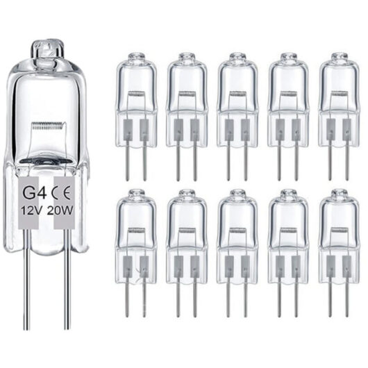 10 G4 Halogen Bulbs - 12V 20W - 280 lm - Warm Light 2800K - Dimmable - Home and commercial use