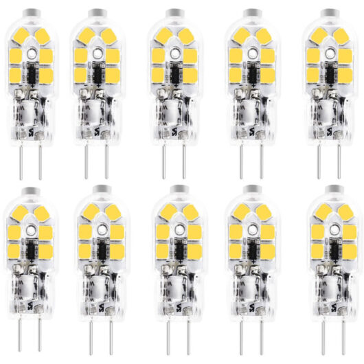 10 pcs LED G4 Bulbs - 3W - AC/DC12V - 150 lm - Two Pins - Cool White 6000K - Corn Style - Indoor Spotlights & Lamps