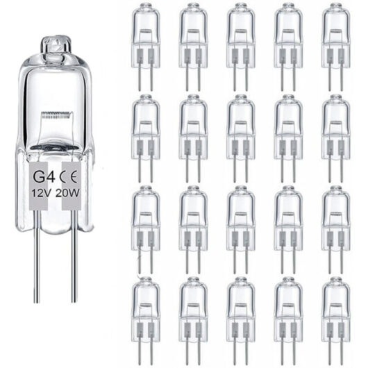 20 G4 Halogen Bulbs - 12V 20W - 280 lm - Warm White 2800K - Dimmable - Indoor Home and Commercial Lighting