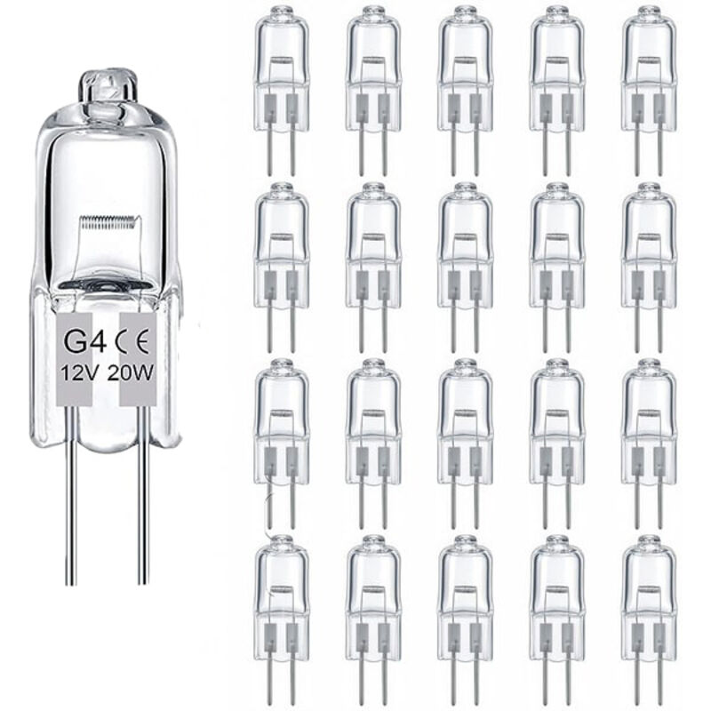 20 G4 Halogen Bulbs - 12V 20W - 280 lm - Warm White 2800K - Dimmable - Indoor Home and Commercial Lighting
