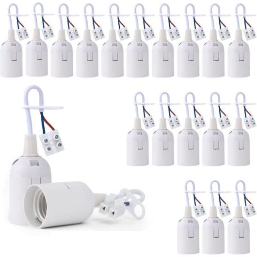20 Pieces E27 Lamp Socket Bulb Holder with Phase Tester, Light Base Pendant Socket Construction Site Renovation Replacement Socket Building Socket