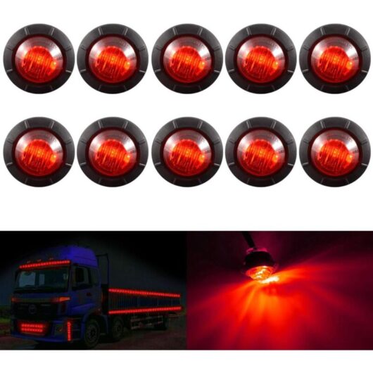 3/4' Round led Front and Rear Marker Indicators, Waterproof Bullet Marker Light, 12V, for Cars and Trucks (Red)