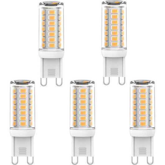 5 LED G9 Bulbs - 3W - 230V - 320 lm - 6000K White Light - Bright light for chandeliers and decorative lamps