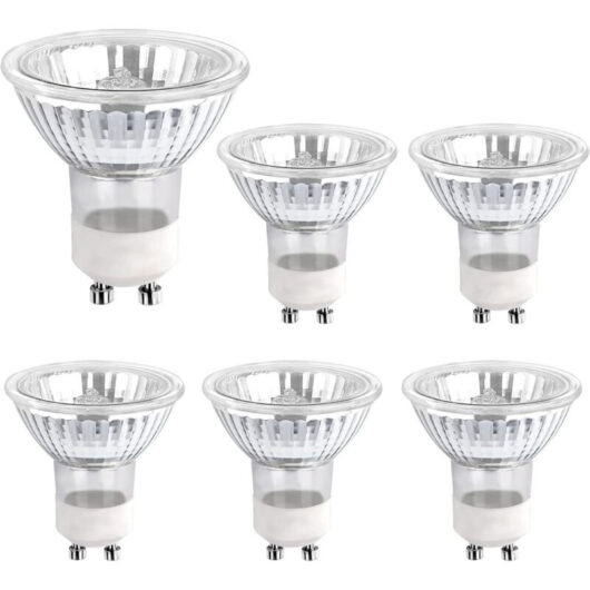 6 GU10 Halogen Bulbs - 50W - 425 lm - Warm White 2800K - For Home and Commercial Lighting