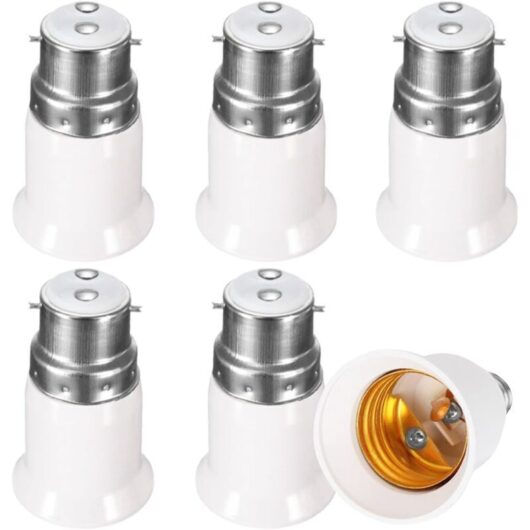 6x Socket Adapter, B22 to E27 Socket Adapter, led Converter for Light Bulbs Base