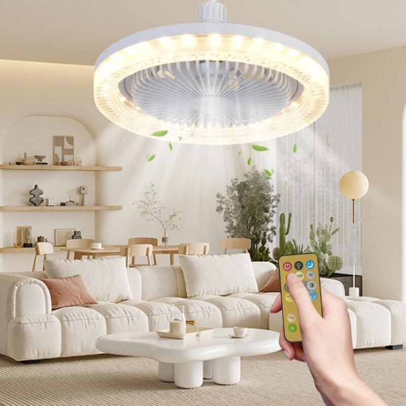 Ceiling Fan Light, E27 Chandelier with Remote Control, for Bedrooms, Living Rooms and More