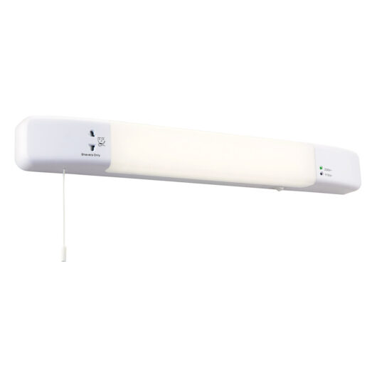 Firstlight LED Slimline Shaver Light with On/Off Pull Cord Cool White 4000K Opal in White